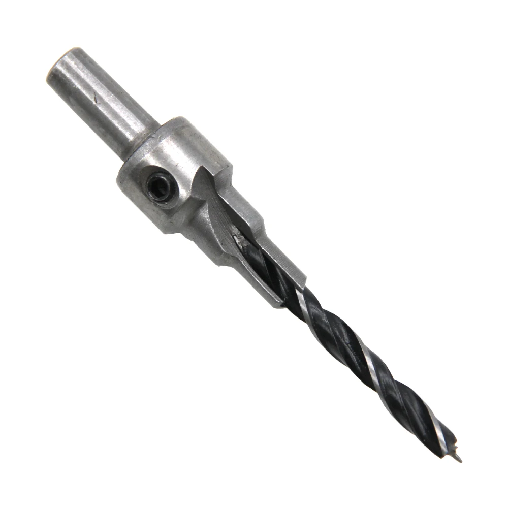 2 Stk. Zwei-Kanten-Dreistufen-Holz bearbeitung Dreipunkt-Senkloch bohrer 4/5mm selbst zentrieren der Kegelloch-Bohrer-Werkzeugs atz – Detail 6