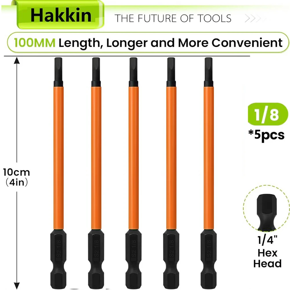 Hakkin 5-teiliges 1/4 Zoll Sechskant-Inbusschlüssel-Bohrer-Set, Sechskantschlüssel-Bohrer-Set, 1/4 Zoll, 3/16, 1/8 Zoll, H3, H4, H5, magnetische Spitzen, Schraubendreher – Detail 6
