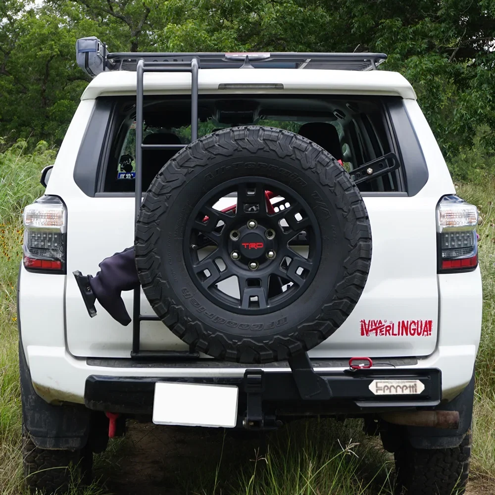 Off-road vehicle hitch spare tire rack