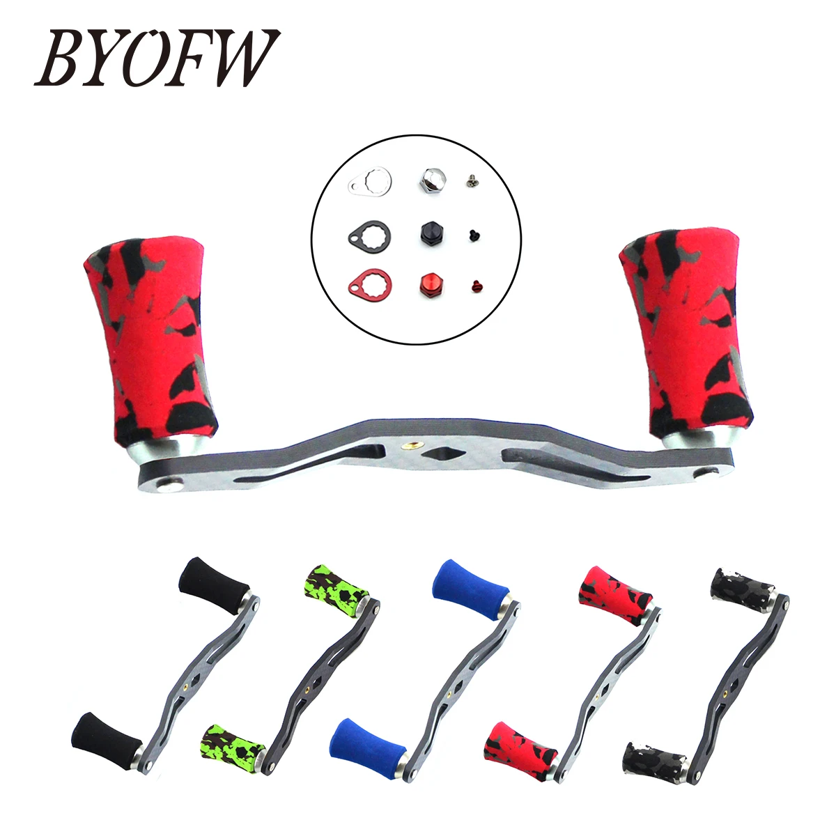 Byofw 100Mm Power Fishing Reel Handle For Abu Garcia Daiwa Powerful Grip Camouflage Double Knobs With Fittings Replacement Parts