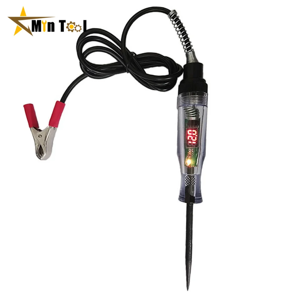 Probador De Circuito Digital Automático, Bolígrafo Eléctrico Digital Para Coche Con Bombilla Indicadora Probador De Luz Portatil Para Camion Rv Alambre Negro