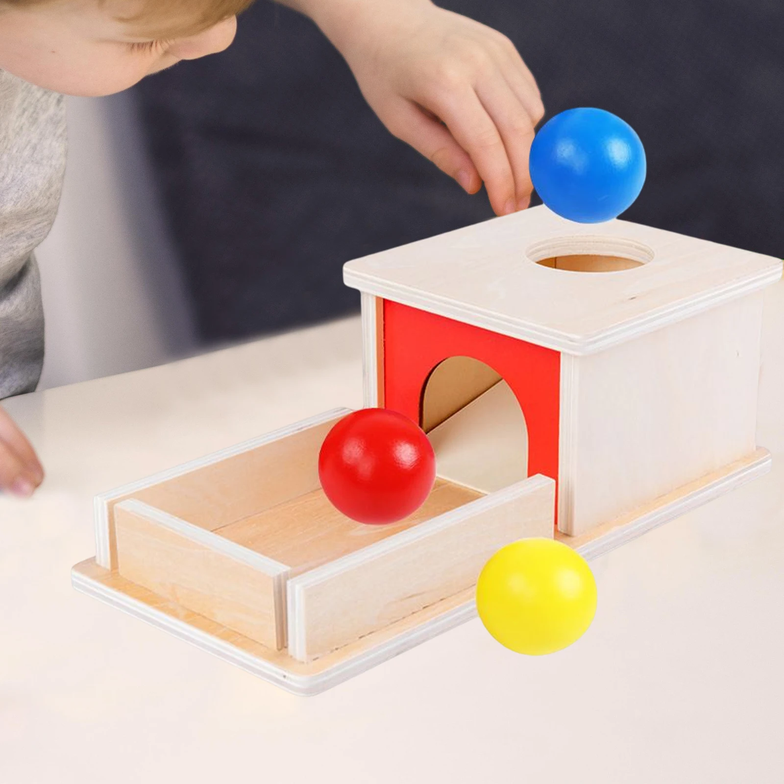 

Montessori Kid Educational Toys Coin Box Early Learning Educational Object Macaron Wooden Toy Coin Ball Textile Drum Drawer Box