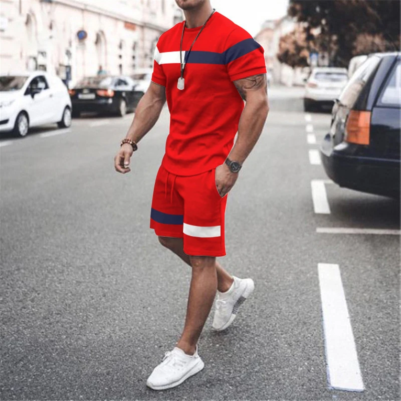 Fashion Tracksuit For Men TShirt Two Piece 3D Print Casual Sport Suit Oversized Street Clothing Jogger Male Track Suit Outfit