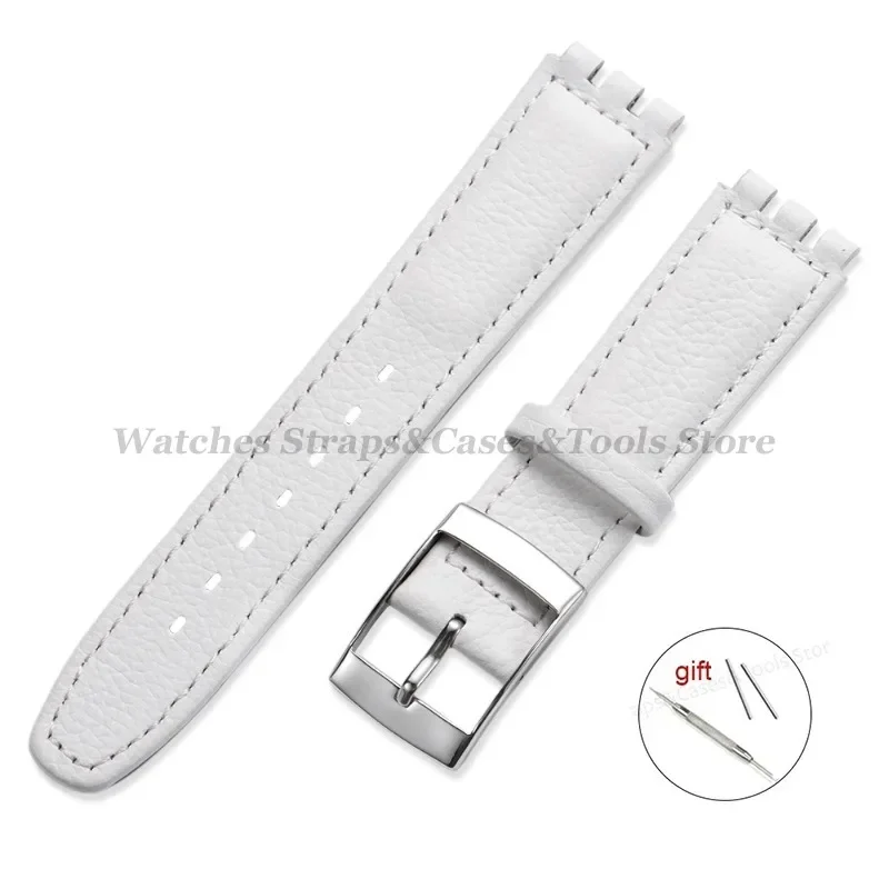 Lychee Leather Watch Band With Metal Buckle - Genuine 17mm Cowhide Strap