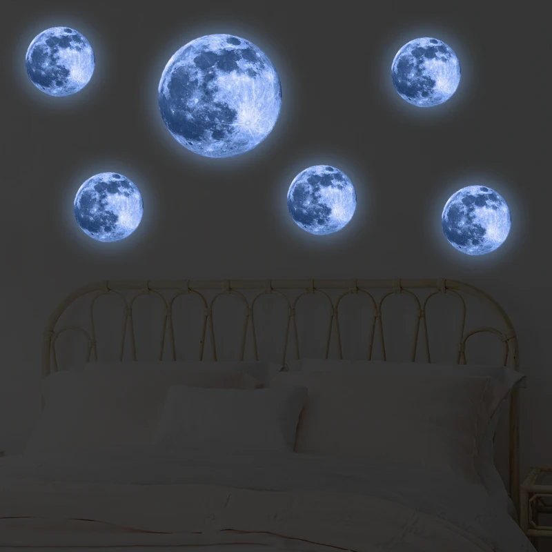 3D Luminous Moon Wall Sticker Wall Adhesive Wallpaper Earth Wallpaper Ornament Aesthetic Room Decor Kids Room Decals Wall Decor