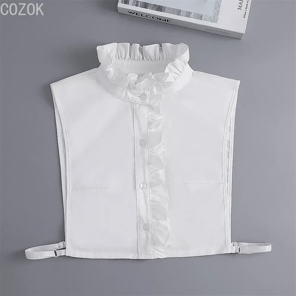Vintage Lace Front Tie White Detachable Faux Collar