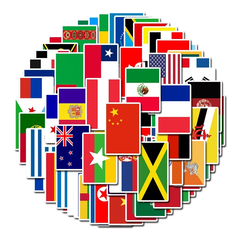 Graffiti Stickers 6-24PCS 8L Icam Europe National Oscam Flag Graffiti Stickers Kids DIY/ccam Classic Toys Motorcycle Car Travel Luggage PVC Decals
