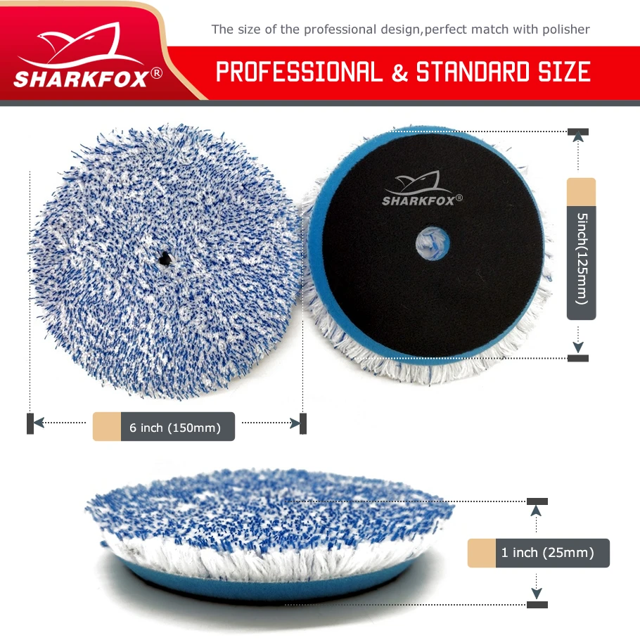 Car Polishing Pad Car Polish Pad Polishing Wheel Disc Polishing Wheel Kit 1Pieces 5/6inch Microfiber Polishing Pad For Cars Body Polish Micro Fiber For DA/RO Car Polisher