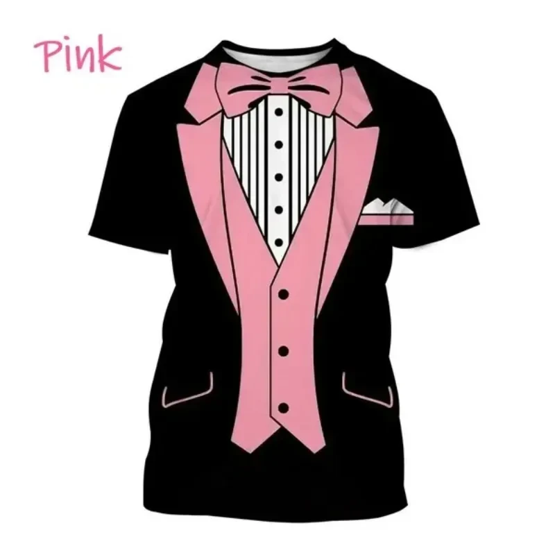 thumbnail image 1 of Ropa divertida para hombre, esmoquin con personalidad, traje de corbata retro, camisetas gráficas, traje falso de moda, camisetas casuales de manga corta para fiesta para hombre, 1 of 5