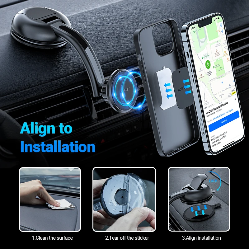Soporte Magnético Coche 17mm - Para Salida De Aire O Tablero, Rotación 360° - Sujeta Teléfono Fuerte