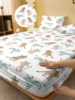 1 Cartoon Cute animal Cat Printed Matte Fitted Sheet, Bedroom Printed Bed Cover, Bedding (Excluding Pillowcases) 1