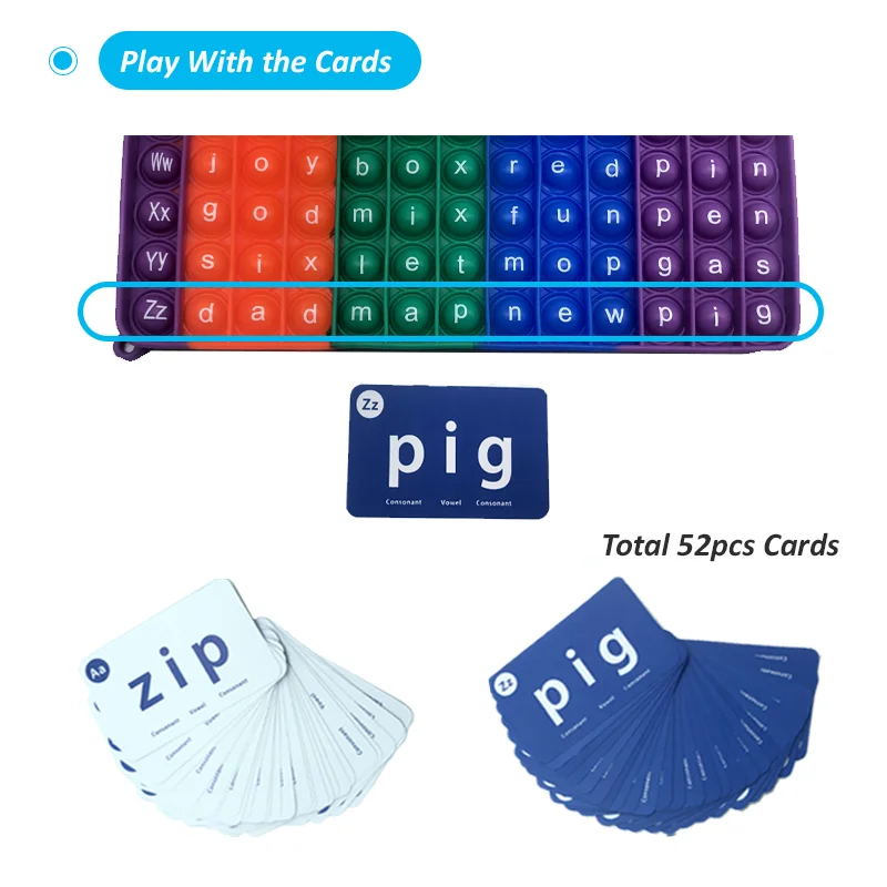 Children CVC Word Spelling Game Silicone Fidget Table Game Language Toys English Early Learning Educational Montessori Kid Toys 2
