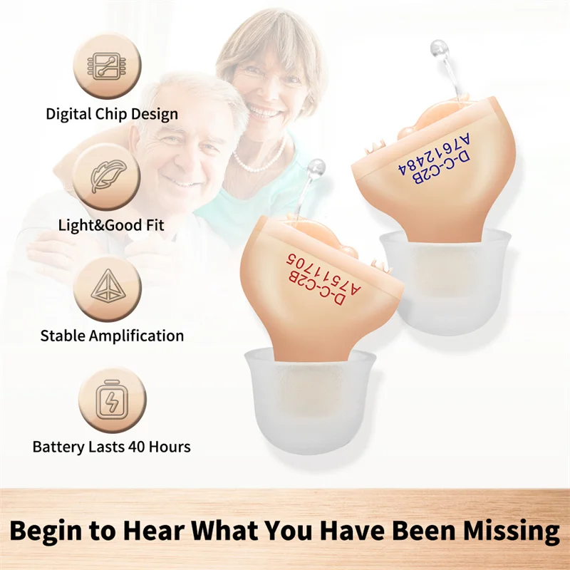 Hearing Aid CIC Intelligent Sound Amplifier Invisible For Deafness Elderly A10 PR70 Battery