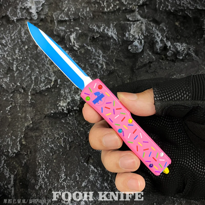 

FOOH KNIFE UTX UT 70 Dessert Warrior Mini MICRO ULTRA OTF TECH Knife D2 Blade CNC T6 Handle EDC Self Defense Pocketknives