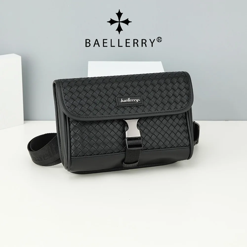 Men's Woven Texture PU Leather Cycling Backpack, Waterproof Business Laptop Backpack with Buckle Closure, Commuter Daypack