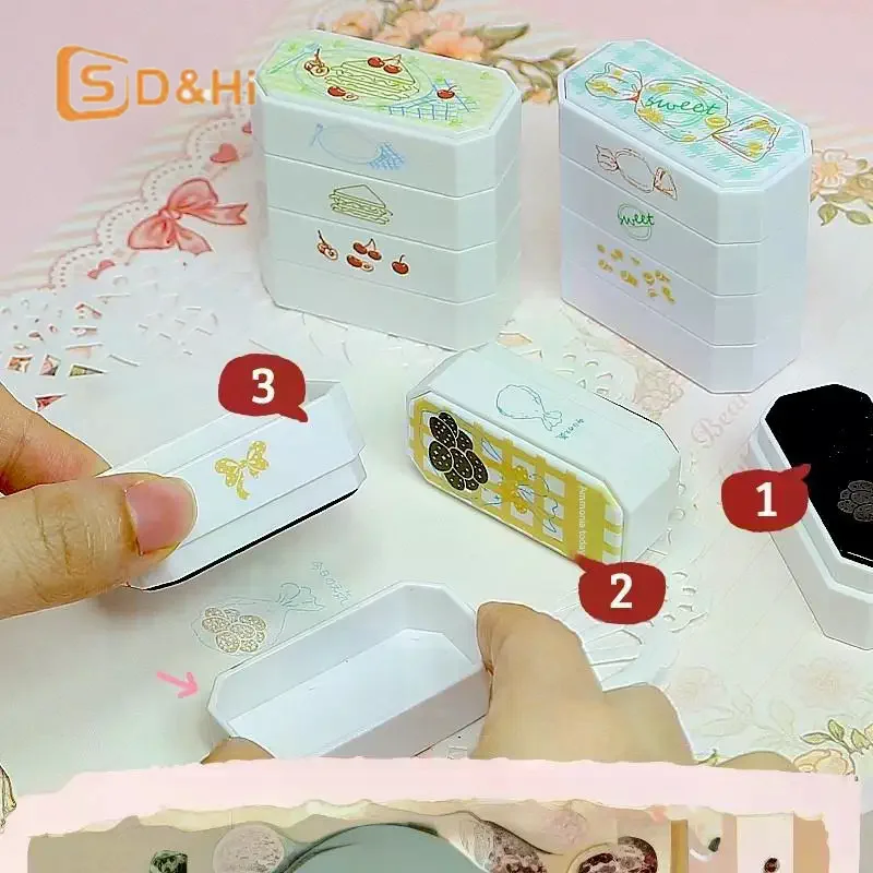 신뢰할 수 있는 3종 스탬프 세트, 저널, 카드, 선물 포장에 적합 - 애프터눈 티 시리즈, 레이어드 감광 디자인