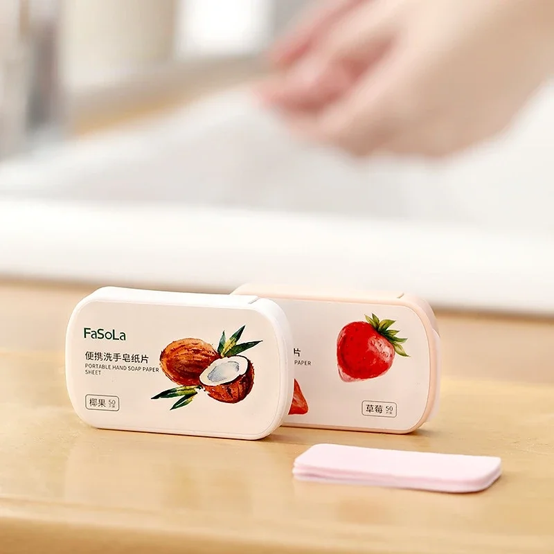 Disposable Soap Paper Portable Mini Strawberry Paper Soap Disposable Hand Washing Scented Soap Papers Hand Care Cleaning Soaps Bath Travel Supplies