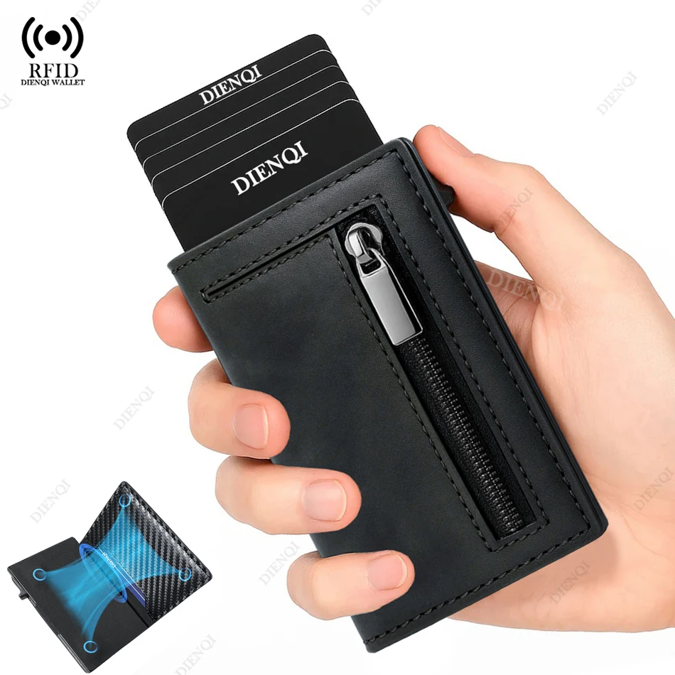 Rfid 신용 카드 소지자 남성용 지갑 미니 핸드백 럭셔리 브랜드 가방 카드 소지자 케이스 가죽 마그네틱 동전 지갑 남성용 핸드백