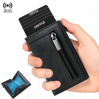 Rfid porte-carte de crédit hommes portefeuilles Mini sacs à main marque de luxe sac porte-carte étui en cuir magnétique porte-monnaie sac à main pour hommes 1