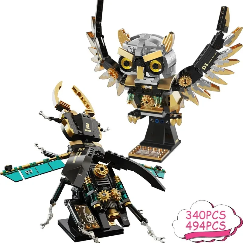 

Technology Steam Owl Punk Elements Mechanical Stag Beetle Animal Insect MOC Model Kid Toys Building Blocks Bricks Birthday Gift