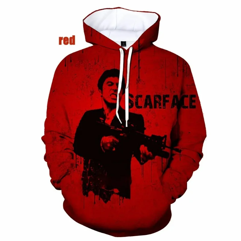 

Женские/мужские толстовки S-scarface с 3D принтом в стиле фильма Harajuku, уличная одежда, Повседневный пуловер с длинным рукавом, Свитшот