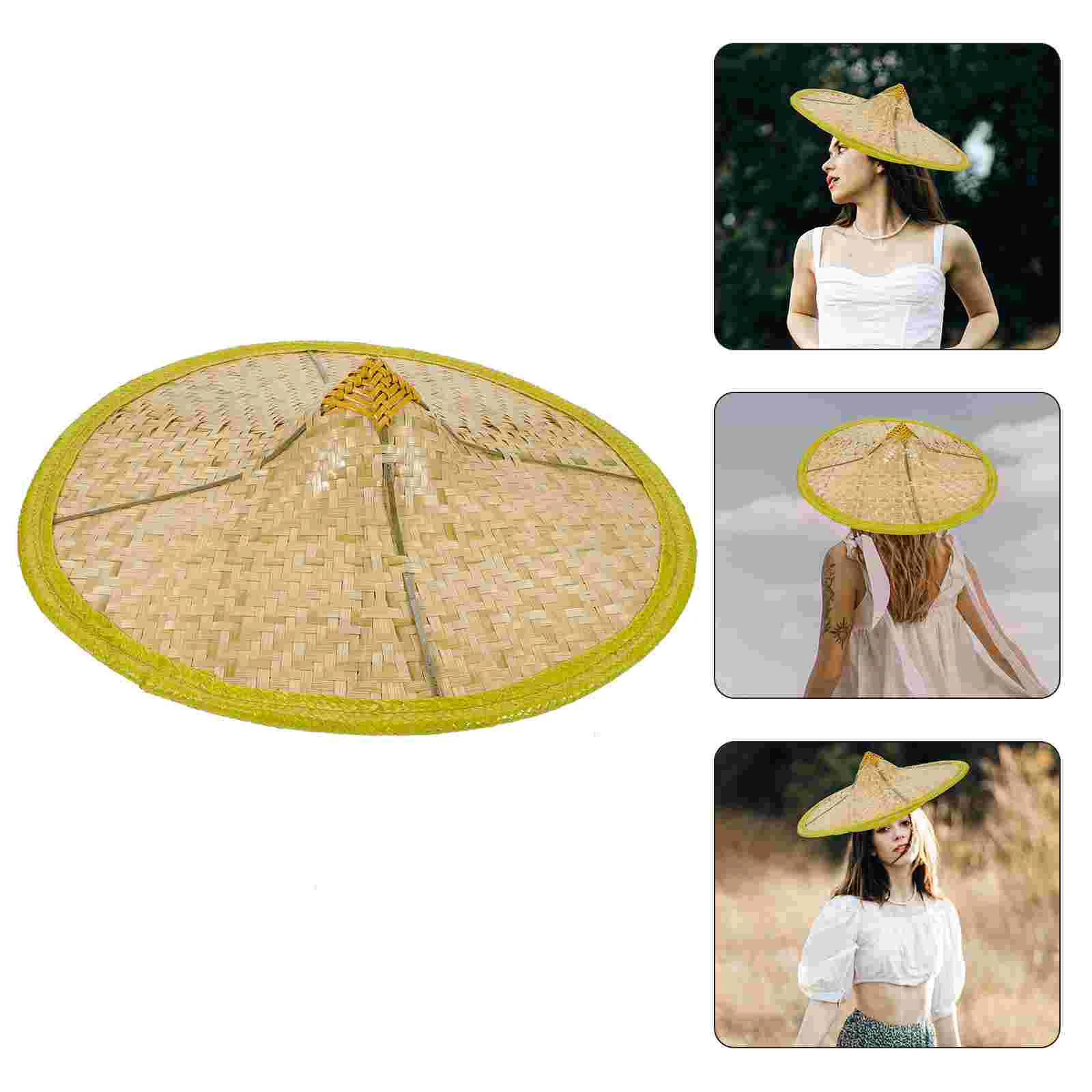 

Home Decor Bamboo Hat Adult Rice Stage Performance Oriental Rain Weaving Asian Hats Chinese Anti-rain Child