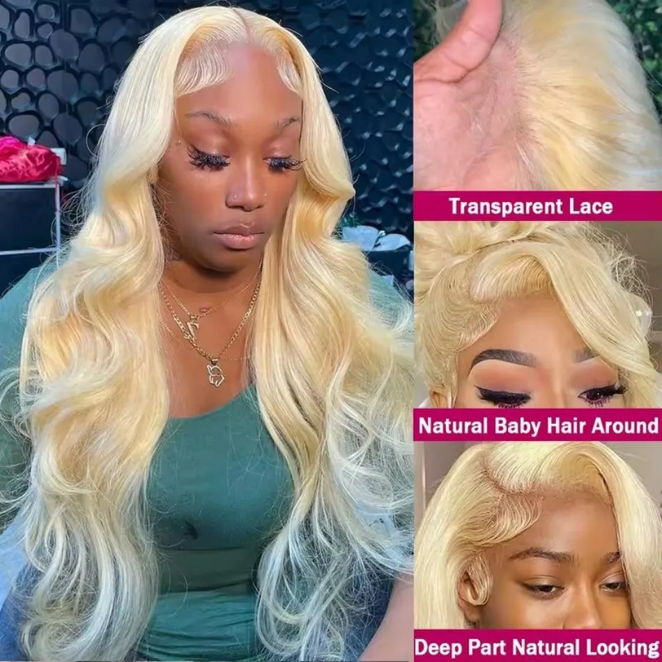 Body Wave Human Hair Wigs Blonde 613 Hd Lace Frontal Wig Colored Brazilian 13X6 Lace Front Wig For Women 250 Density 30 38 Inch