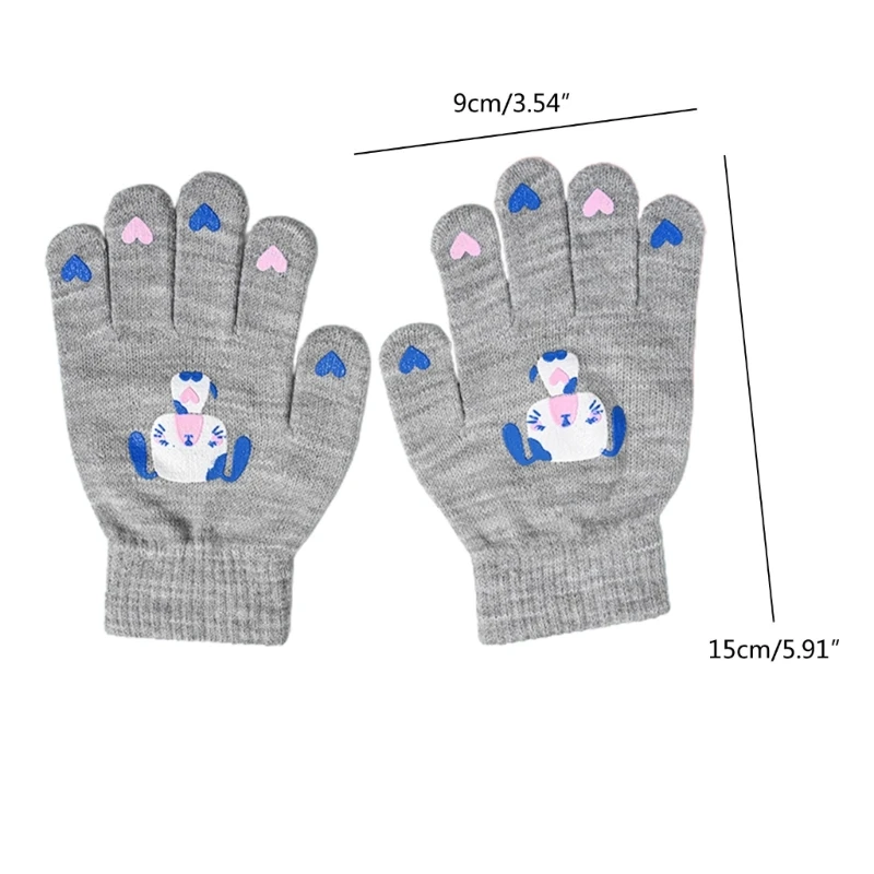 Winter Mittens Warm Knitted Gloves with Cartoon Pattern Crochet Thick Mitten for Kids Boy Girl Children(for Age 4-8Year)