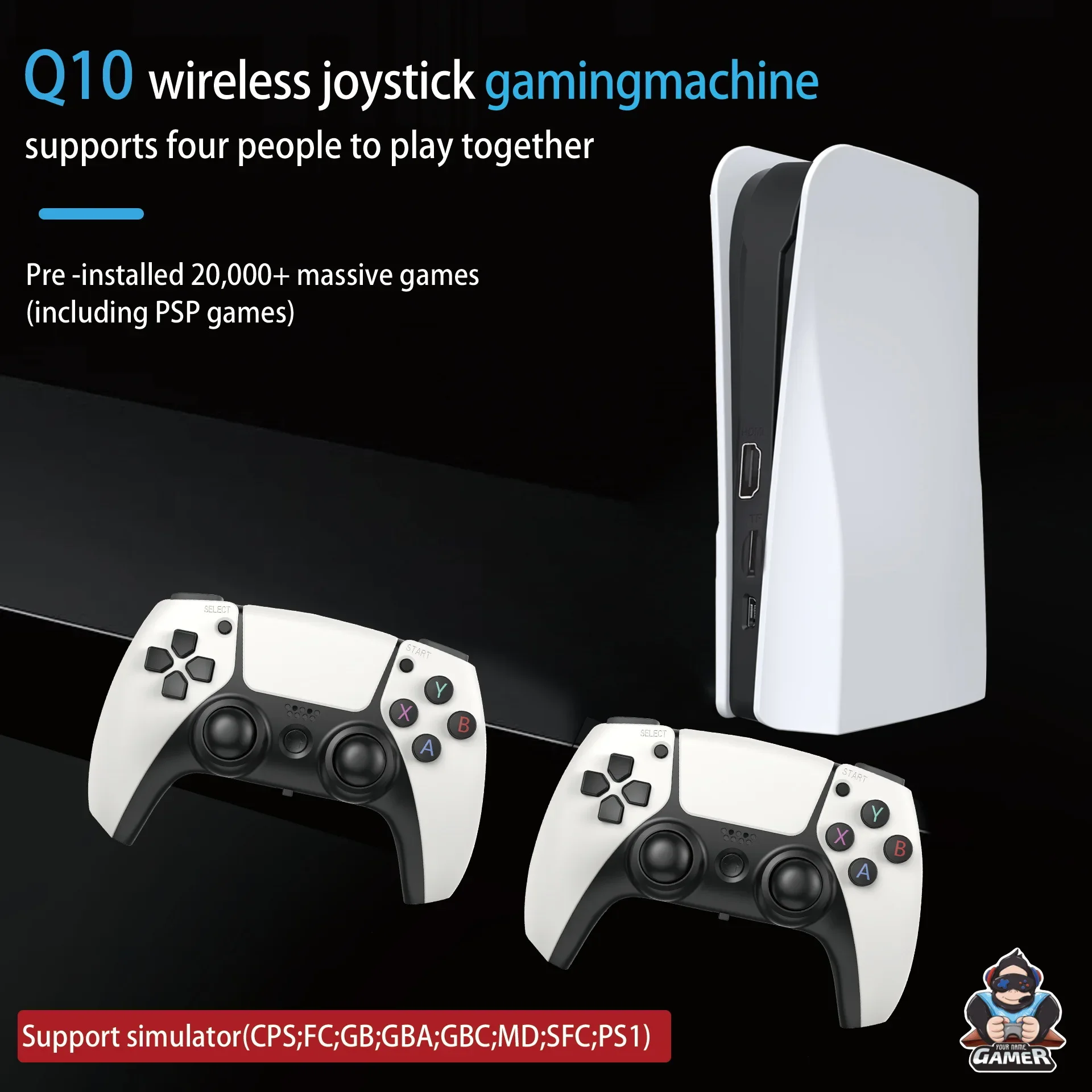 3D 게임 스틱 128G 비디오 게임 콘솔, 레트로 4K 홈 콘솔, 2.4G 더블 무선 게임 컨트롤러, PSP 지원, Q10