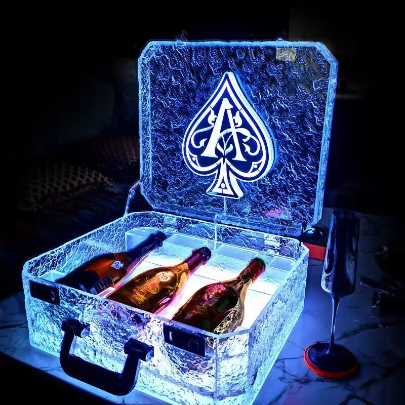 3 bottle Ice Rock Ace of Spade LED Briefcase Champagne Cocktail Wine Box Whisky Carrier Case VIP Bottle Presenter Vodka Suitcase