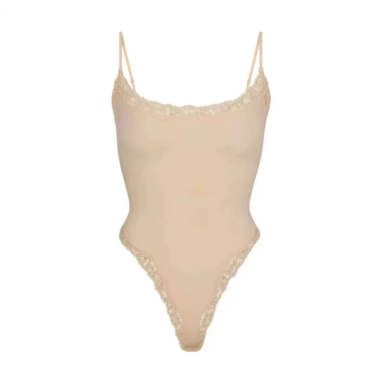 sks Valentine's Day lace edge halter jumpsuit vest bodysuit slim-fit elastic body vest