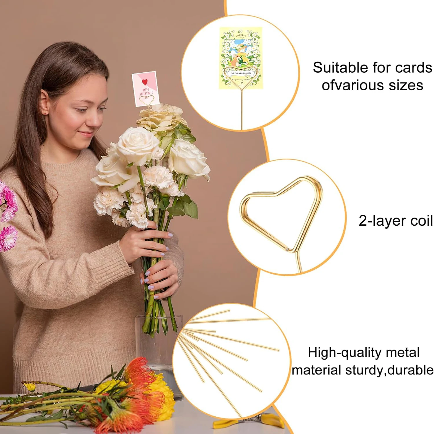 Place Card Holders 20/40Pcs Floral Card Holder Picks Metal Wire Picture Holders Photo Stick Clip for Wedding Party