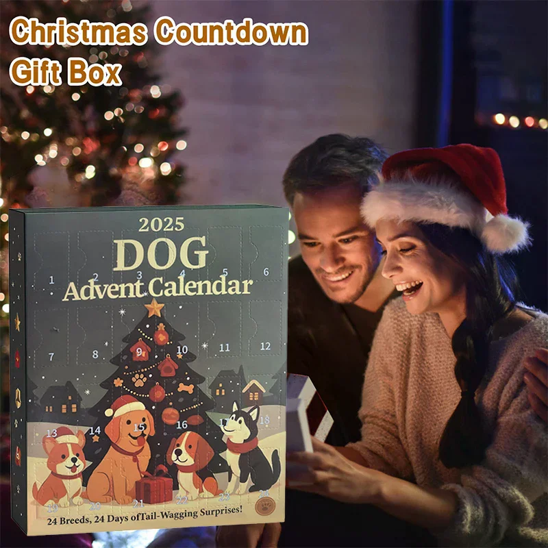 Dog Advent Calendar 2025-24Pcs 2D Festive Breeds Ornaments - Advent Calendar For Pets With Reusable Ornaments, Idea For Dog Love