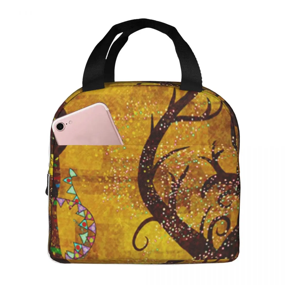 

Gustav Klimt Portable Insulated Oxford Lunch Bag Reusable Lunch Box Lunch Organizer Thermal Cooler Tote Bag