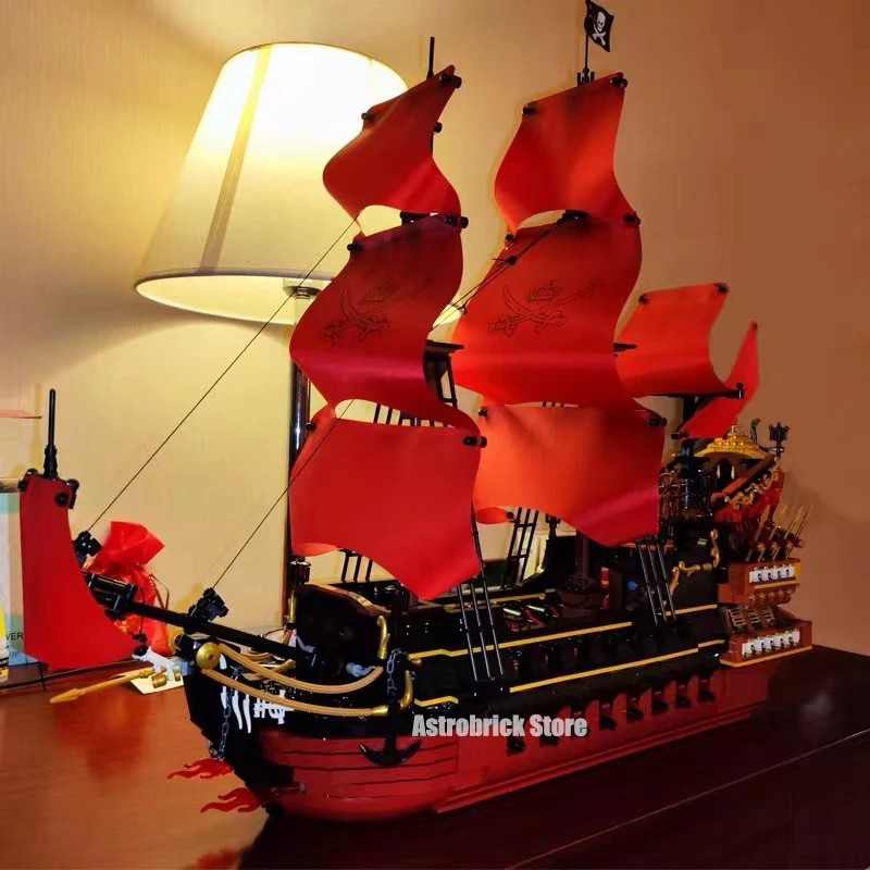 Idee Pirate Ship Queen Anne'S Revenge Pirate Ship Building Blocks Expert Caribbeans Pirate Ship Bricks Model Toys Regalo Di Natale