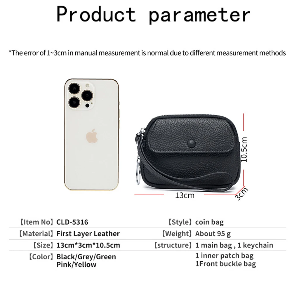 Women's Leather Wristlet Clutches Wallet Small Pouch Bag Compact Coin Purse Multifunctional Storage Bag Day Clutch with Keychain