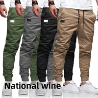 2023 New Men's European Style Workwear Trousers With Drawstring Casual Pants Cross-Border Amazon Product Stock Available