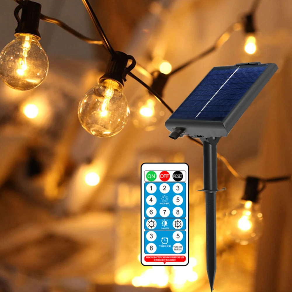 Solar Outdoor String Lights 10M 7M G40 Globe Patio Lights Solar Powered Shatterproof Hanging Lights for Porch Garden Backyard 6