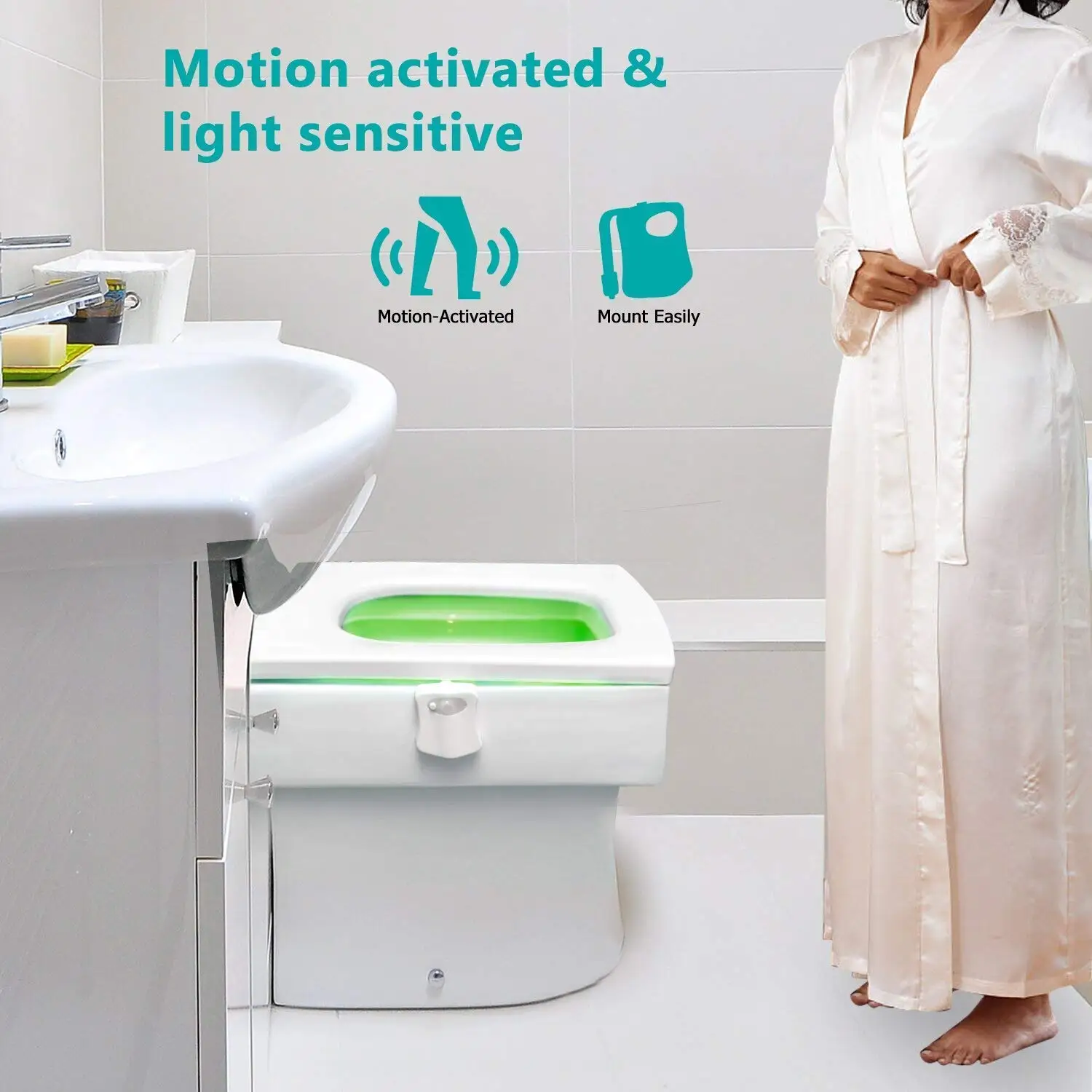 Luce da toilette, luce notturna a 16 colori con sensore di movimento, USB - scala camera dei bambini, camera da letto, corridoio, scale