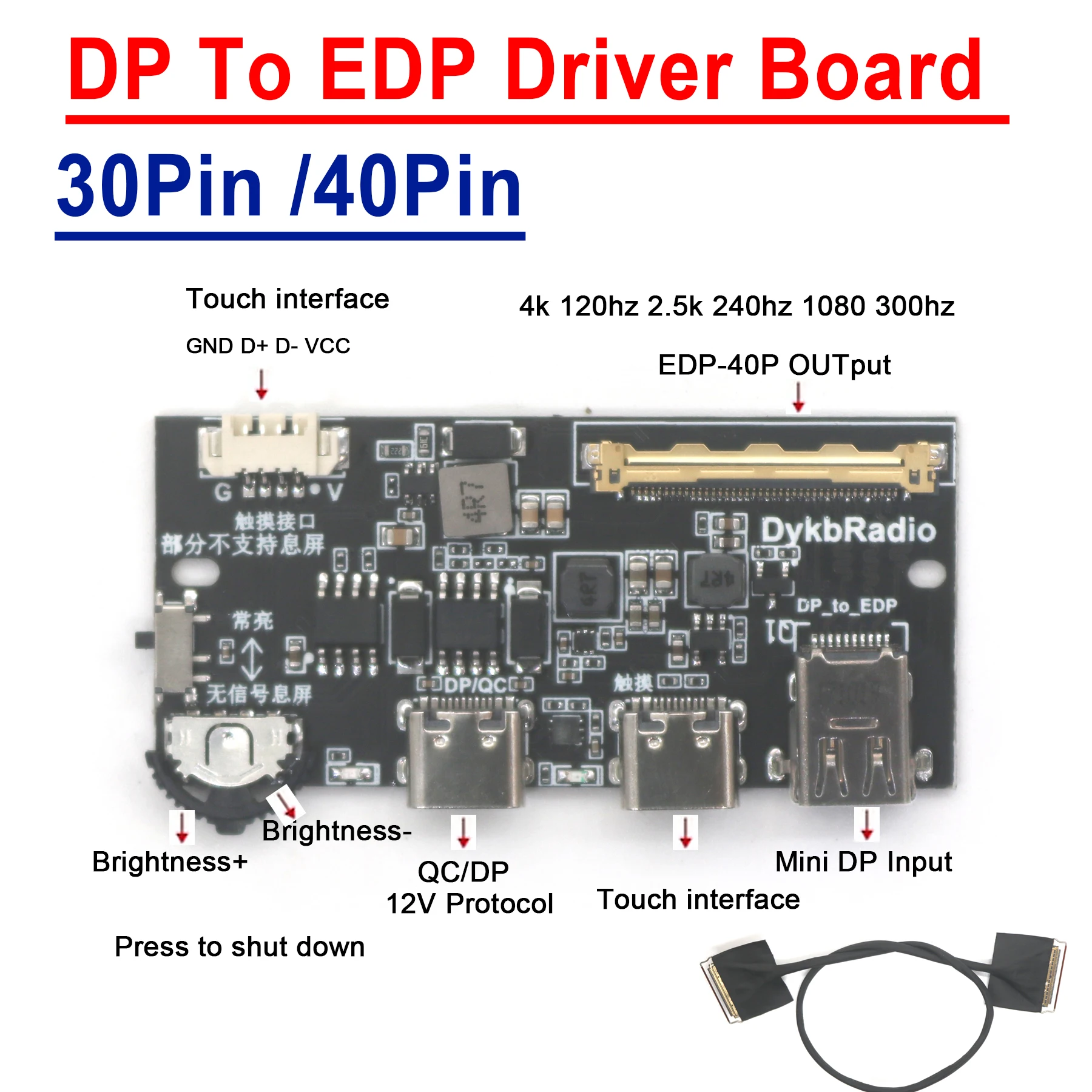 Placa de Controlador universal hd LCD 4K HDR Freesync edp VBO 4K 60hz 2K 120HZ 144Hz LCD LED, placa base para pantalla diy - 44
