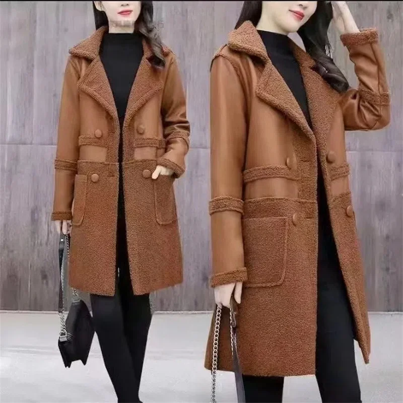 2023 Winter New Women Fur Vest Fat Sister Loose Female Clothing Vintage Velvet Thick Coat Warm Mid-length Waistcoat WommenA856