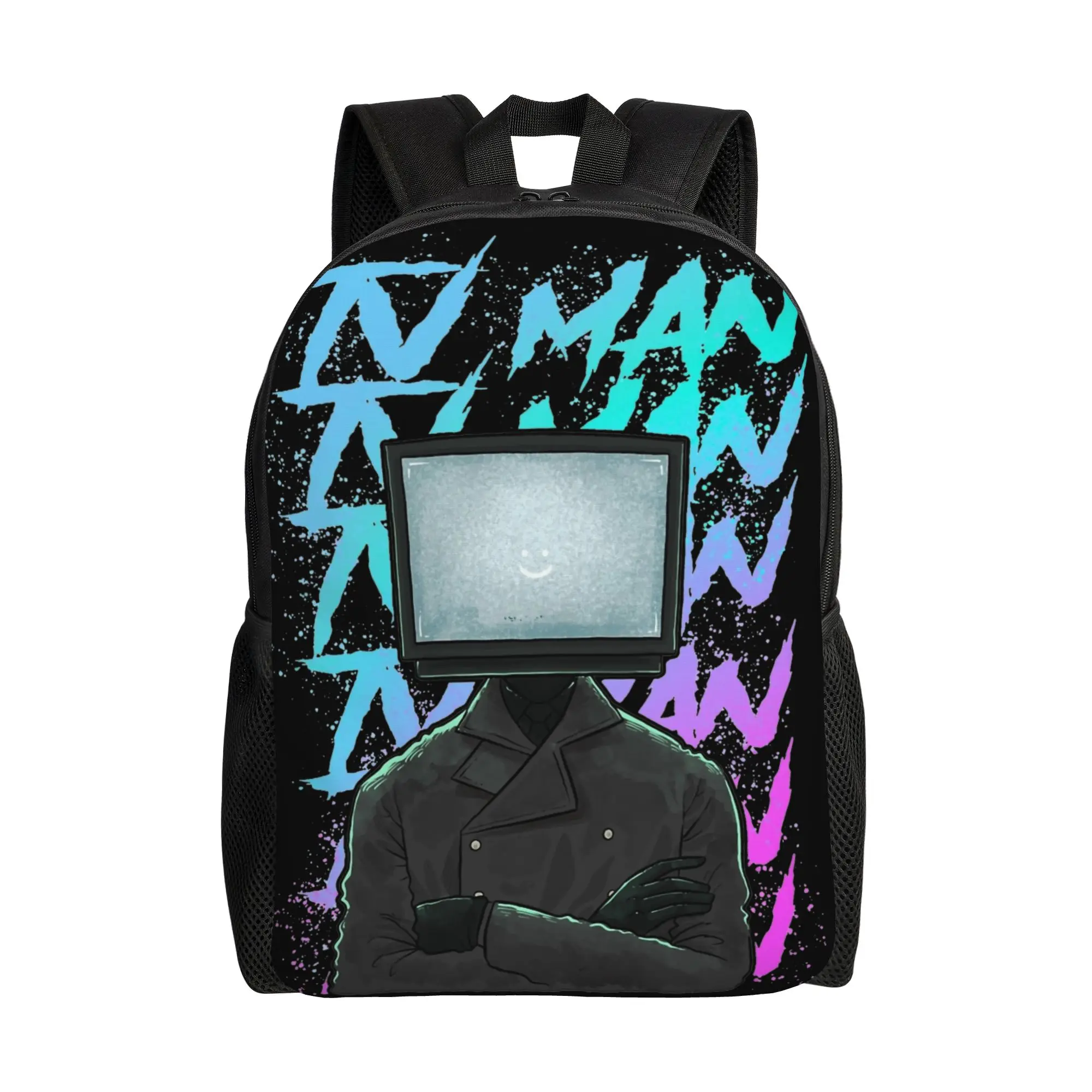 Skibidi Toilet TV Man 클래식 백팩 야외 고등학교 작업용 데이팩 남..