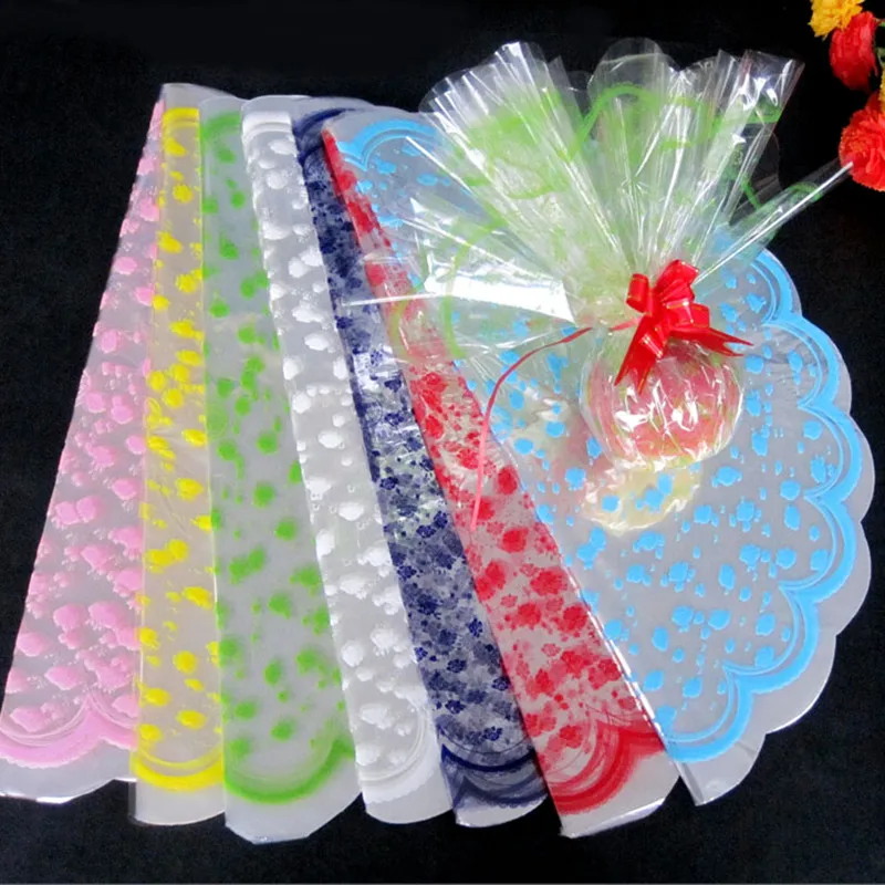 65piece Colorful Apple Flower Wrapping Paper Clear Opp Round