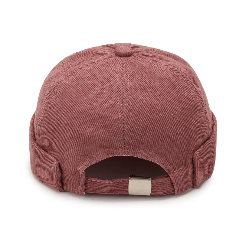 Fashion Hip Hop Hats Brimless Skullies Caps For Men Beanie Hat Vintage Men‘s Caps Corduroy Solid Color Street Landlord Hat - 3