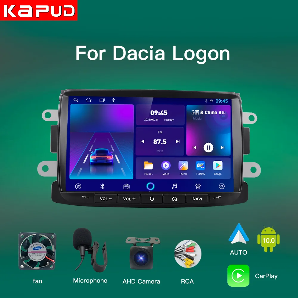 Kapud Android 10 Lettore Autoradio Per Dacia Sandero Duster Captur Logan Symbol Docks Lodgy Carplay Auto Gps Swc Bt Navigation