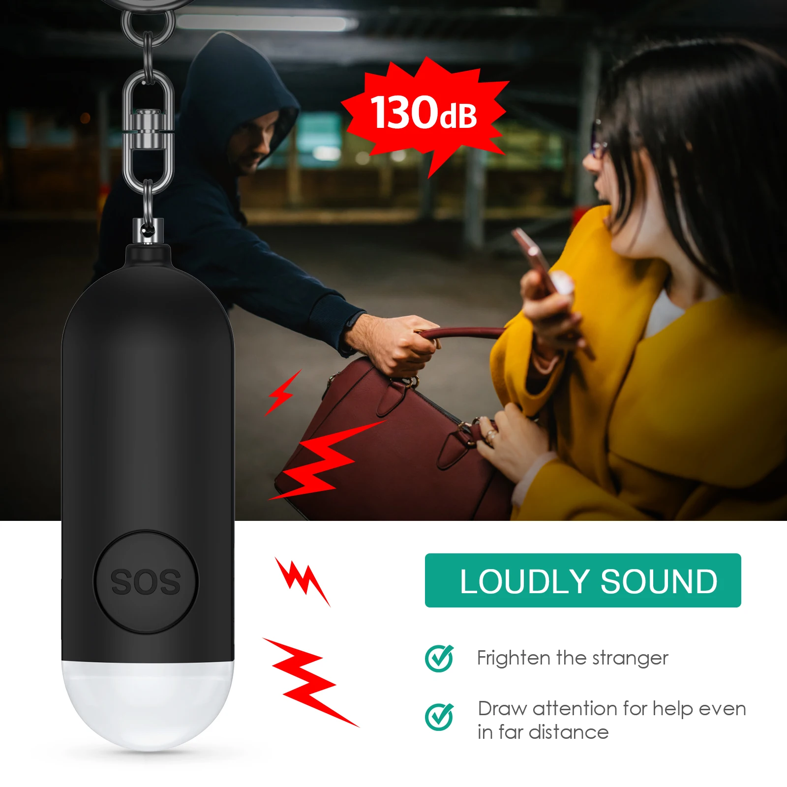 Self Defense Women Alarm 130dB Girl Security Protect Alert Personal Safety Scream Loud Keychain Emergency Alarm