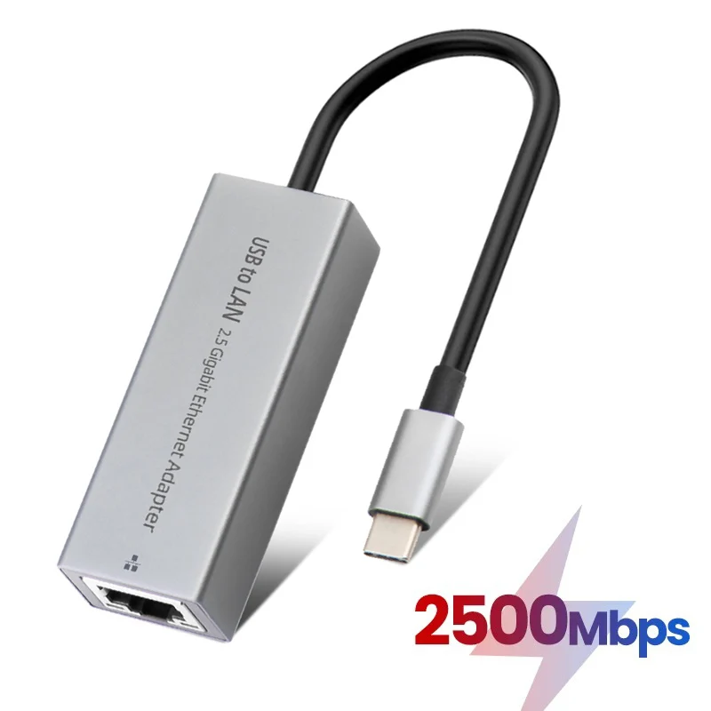 

2.5G USB Ethernet Adapter 2500Mbps USB RJ45 Thunderbolt 3 Lan Type-C to 2.5 Gigabit for Laptop PC Notebook Network Card