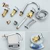 Bathtub Mixer Faucets Triple Handle Bath Tub Deck Mounted 5 Hole Water Crane Cold and Hot with Hand Shower Black Chrome Gold 5