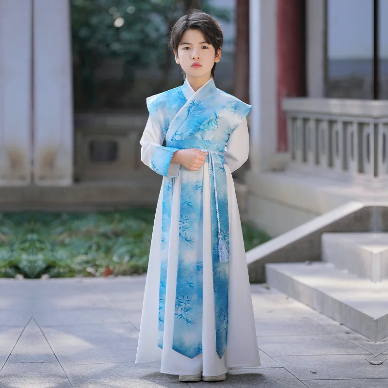 

Летняя одежда Hanfu для мальчиков детская одежда в китайском стиле детская одежда в старинном стиле ханьфу Весенняя осенняя одежда для мальчиков