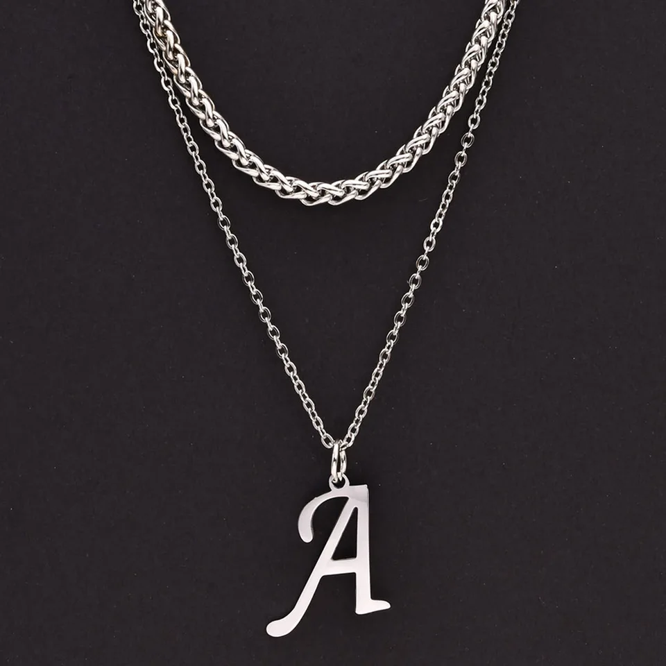 Chapeau d' O INITIAL NECKLACE S 新品未使用 Stainless Steel Initial Necklace For Men - A-z Cuban Chain